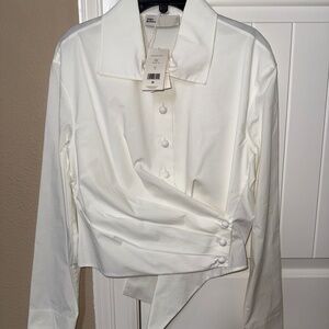 NWT Tory Burch Poplin Wrap Shirt